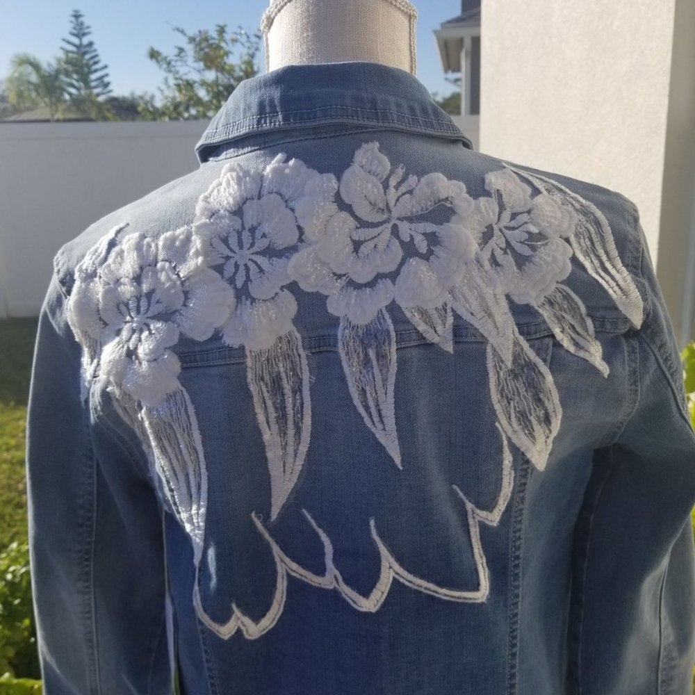 Denim Jacket Handmade Decorated M - Picture 5 of 6
